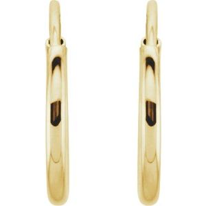 14K Gold Endless Tube Hoop Earrings — 10 mm to 24 mm (1 mm width)