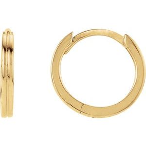 14K Gold Grooved Hinged Huggie Hoop Earrings — 10.3 mm to 20 mm