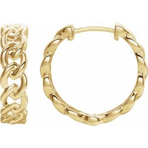 14K Gold Chain Link Hinged Hoop Earrings — 19.6 mm (5.2 mm width)