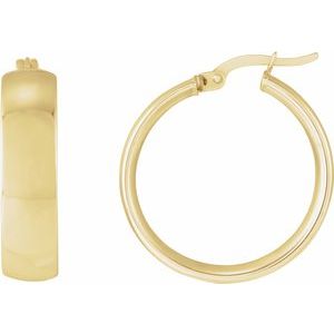 14K Gold Tube Hoop Earrings — 20 mm to 40 mm (6 mm width)