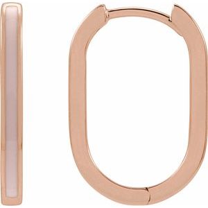 14K Gold Pink Enamel Hoop Earrings — 11.9 mm