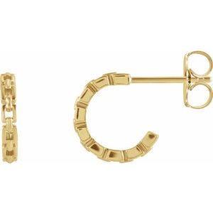 14K Gold Chain Link Hoop Earrings — 10.2 mm