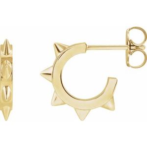14K Gold Spike Hoop Earrings — 13.43 mm to 17 mm