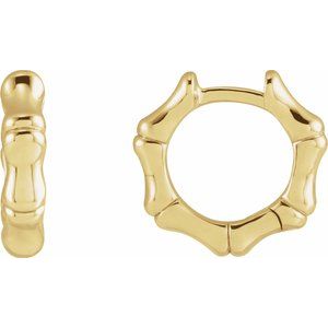 14K Gold Hinged Bamboo Hoop Earrings — 12 mm to 21 mm
