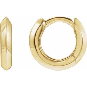 14K Gold Knife-Edge Hinge Hoop Earrings — 10 mm to 15 mm (2 mm width)