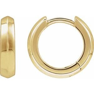 14K Gold Knife-Edge Hinge Hoop Earrings — 12.5 mm to 15 mm (3 mm width)