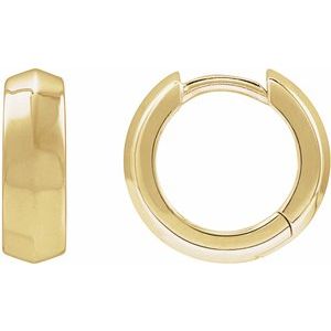 14K Gold Knife-Edge Hinge Hoop Earrings — 12.5 mm to 15 mm (4 mm width)