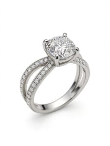 Platinum Moissanite Solitaire Ring - 2.00 ct Cushion