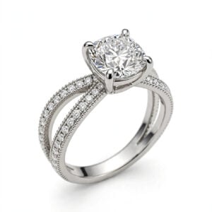 Platinum Moissanite Solitaire Ring - 2.00 ct Cushion
