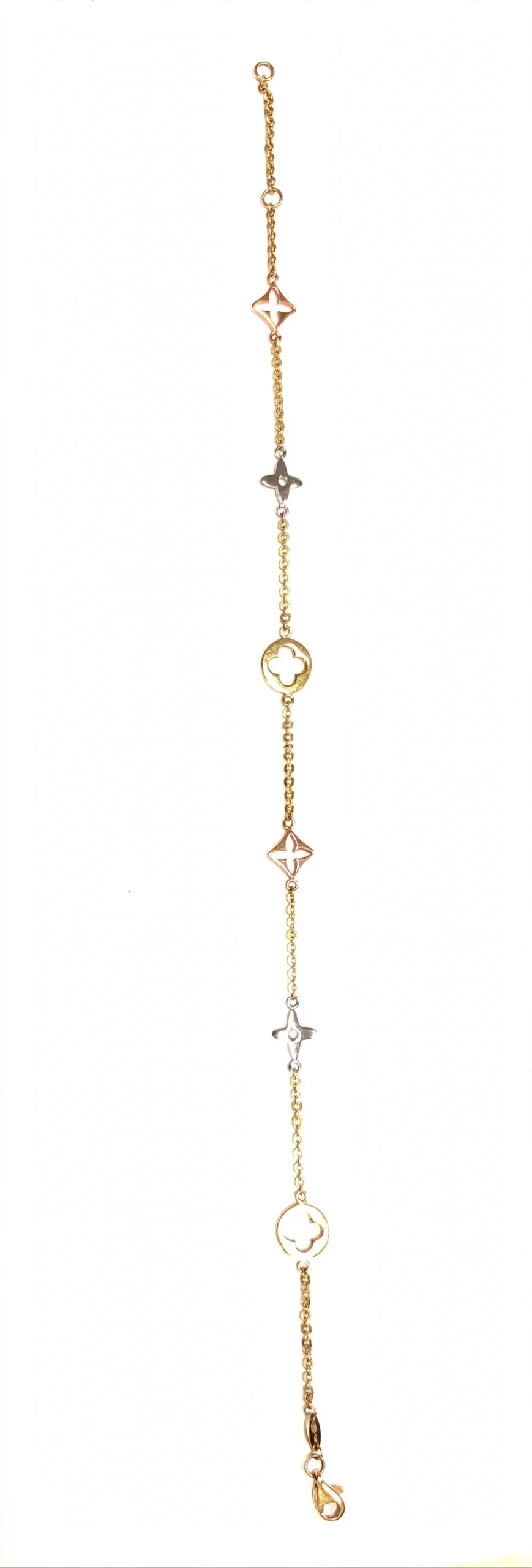 14K Tri-Color Gold Clover Anklet - Image 2