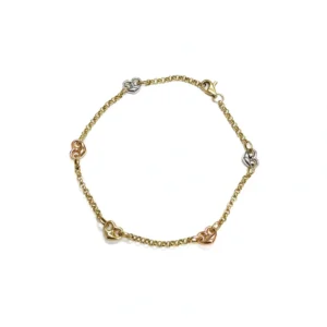 14K Tri-Color Gold Heart Anklet