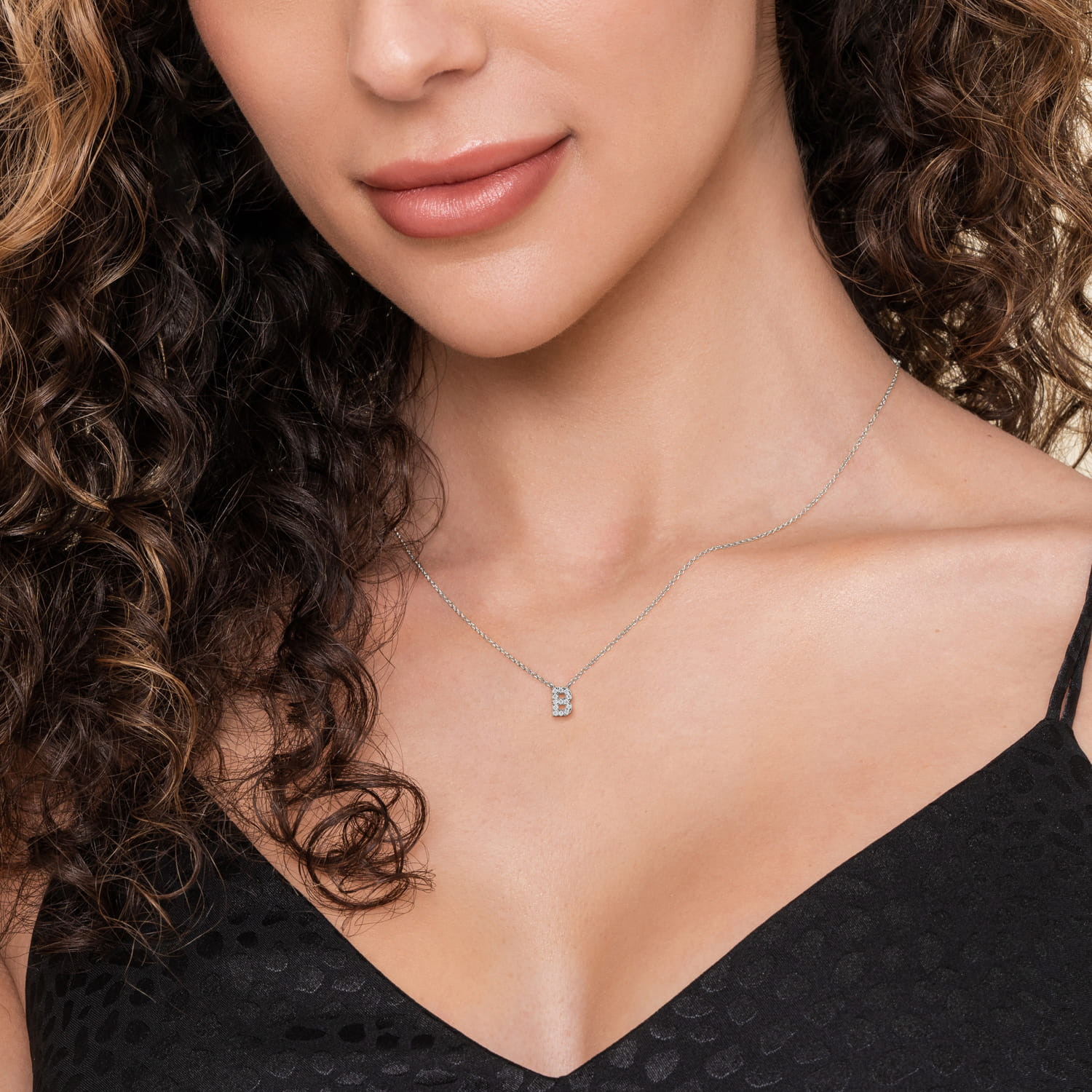 14K White Gold Diamond Initial "B" Pendant Necklace - Image 3