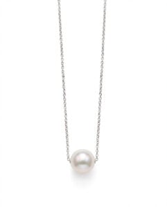 14K White Gold Round Cultured Pearl Necklace