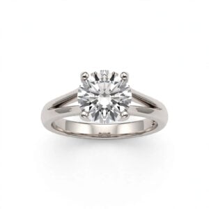 14K White Gold Moissanite Solitaire Ring - 2.00 ct