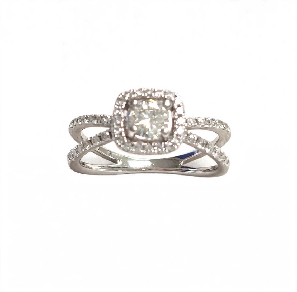14K White Gold .40 ct Natural Diamond Halo Engagement Ring