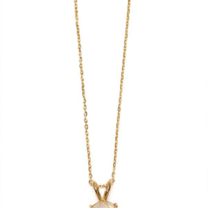 14K Yellow Gold Round Moonstone Pendant Necklace