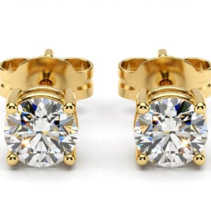 14K Yellow Gold Moissanite Stud Earrings - 0.80 ctw