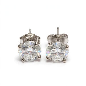 14K White Gold Moissanite Stud Earrings - 4.00 ctw