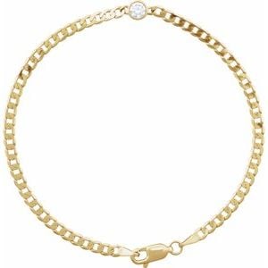 Lab-Grown Diamond Bezel-Set Solitaire Curb Link Bracelet