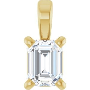 Lab-Grown Diamond Emerald 4-Prong Solitaire Pendant