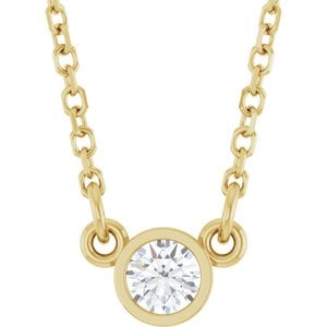 Lab-Grown Diamond Bezel-Set Solitaire Birthstone Necklace