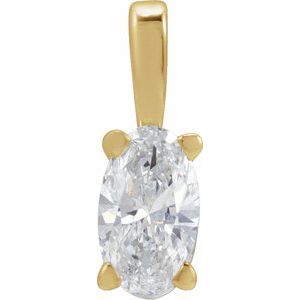 Lab-Grown Diamond Lightweight Oval 4-Prong Solitaire Pendant