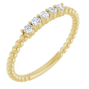 Lab-Grown Diamond Five-Stone Beaded Stackable Ring