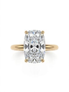 14K Yellow Gold Moissanite Solitaire Ring - 3.50 ct Elongated Cushion